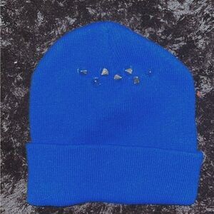 Blue Beanie with Stud Accents
